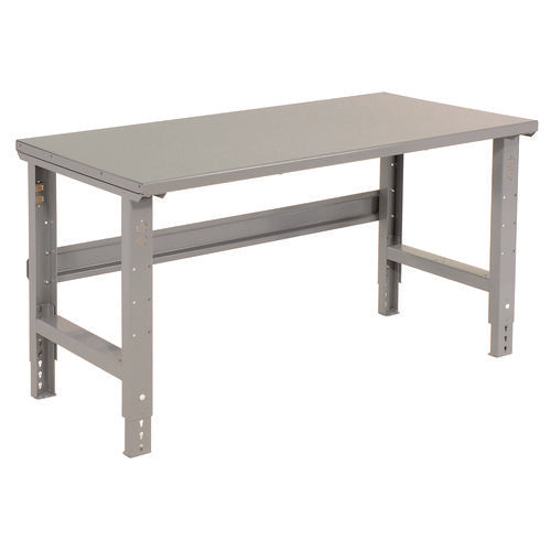 Global Industrial Standard Duty Steel Top Adjustable Height Workbench 2000 Lbs 60x30x30.88 To 36.88 Gray