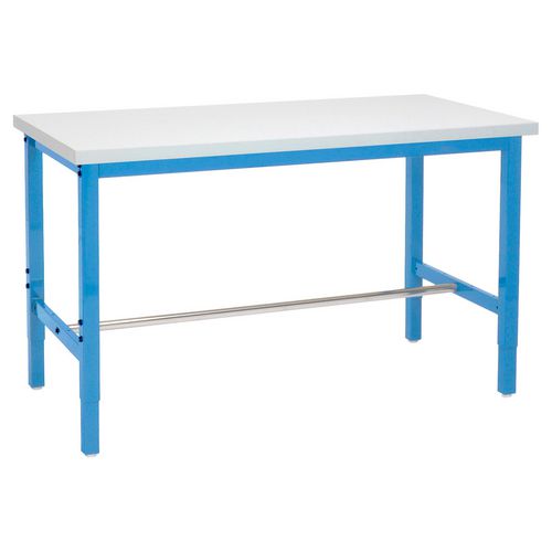 Global Industrial Adjustable Height Heavy Duty Workbenches 5000 Lbs 60x30x31.63 To 43.63 White/blue