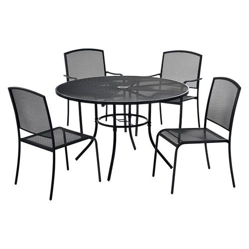 Global Industrial Interion Mesh Cafe Table And Chair Sets Round 36" Diax29"h Black Top Black Base/legs