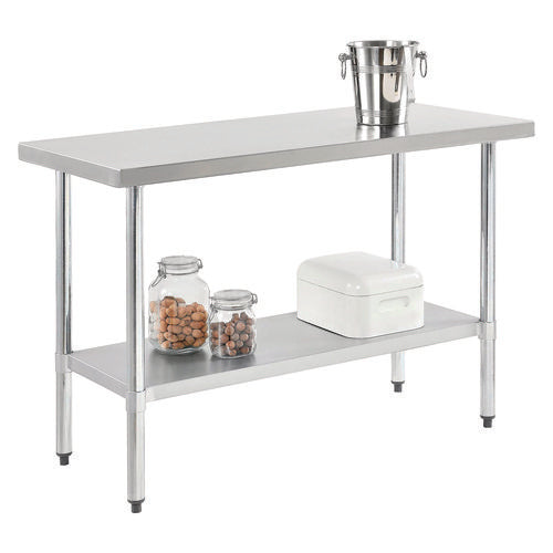 Global Industrial Work Table With Undershelf Rectangular 48x24x35 Silver Top Silver Base/legs