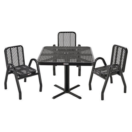 Global Industrial Outdoor Dining Set Square 36x36x29 Black Top Black Base/legs