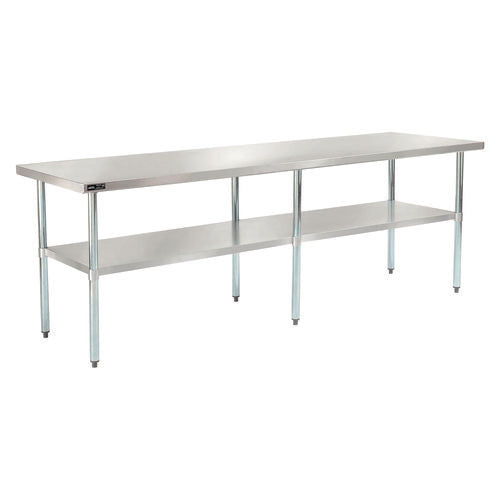 Global Industrial Work Table With Undershelf Rectangular 96x30x35 Silver Top Silver Base/legs