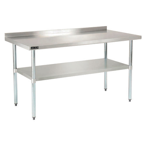 Global Industrial Work Table With Undershelf With Backsplash Rectangular 60x30x35 Silver Top Silver Base/legs