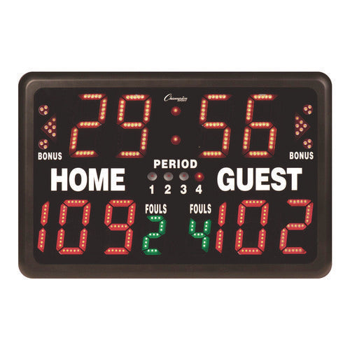 Champion Sports Tabletop Indoor Electronic Scoreboard 24"x16"x10" Black Face Red/green/yellow Graphics