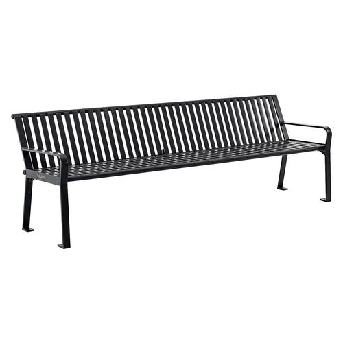 Global Industrial Steel Slat Benches With Back 96x26x31 Black