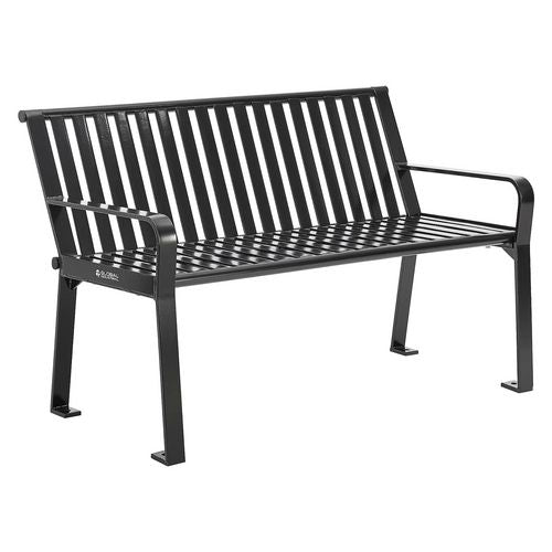 Global Industrial Steel Slat Benches With Back 48x27x31 Black