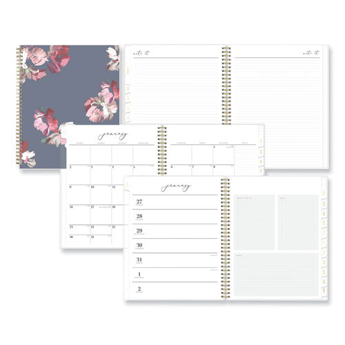 Blue Sky Life Note-it Leah Weekly/monthly Notes Planner Floral Artwork 11x8.5 Gray/pink/white Cover 12-month (jan To Dec): 2025