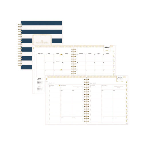 Blue Sky Day Designer Navy Stripe Daily/monthly Planner Horizontal Stripe Artwork 10x8 Navy/white Cover 12-month (jan-dec): 2025