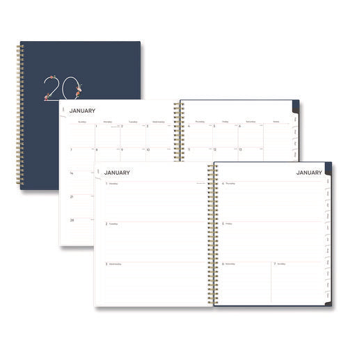 Blue Sky Ashlyn Weekly/monthly Planner Floral Artwork 11x8.5 Navy/multicolor Cover 12-month (jan To Dec): 2025