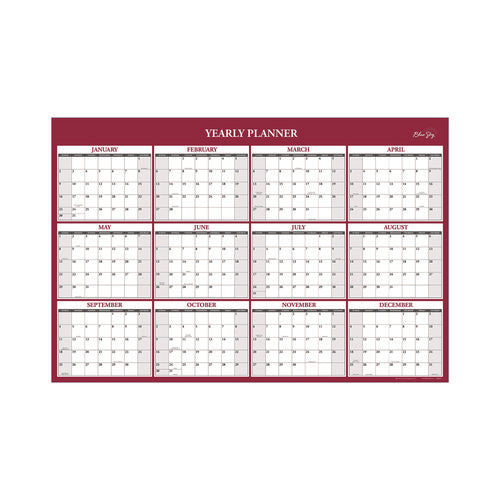 Blue Sky Classic Red Laminated Erasable Wall Calendar 36x24 White/red/gray Sheets 12-month (jan To Dec): 2025