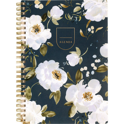 Cambridge Leah Bisch Weekly/monthly Floral Planner Floral Artwork 8.5"x6.38" Blue/white/gold Cover 12-month (jan To Dec): 2025