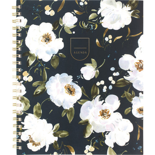 Cambridge Leah Bisch Weekly/monthly Floral Planner Floral Artwork 11"x9.25" Blue/white/gold Cover 12-month (jan To Dec): 2025