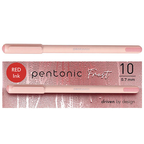 TOPS Pentonic Frost Pen Stick Fine 0.7 Mm Red Ink Pale Pink Barrel 10/pack