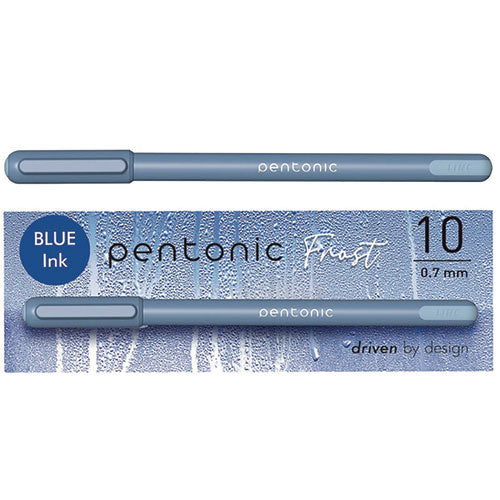 TOPS Pentonic Frost Pen Stick Fine 0.7 Mm Blue Ink Frosted Blue Barrel 10/pack