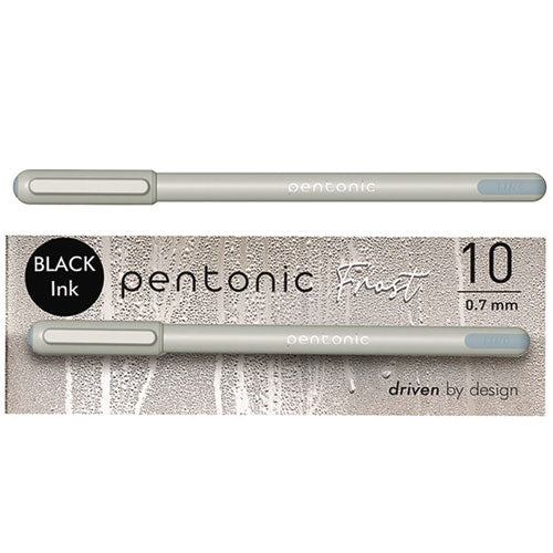 TOPS Pentonic Frost Pen Stick Fine 0.7 Mm Black Ink Pale Gray Barrel 10/pack