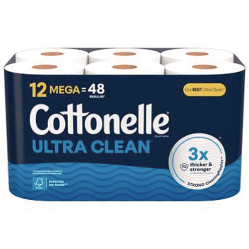 Cottonelle Ultra Cleancare Toilet Paper Strong Bath Tissue Septic Safe 1-ply White 284 Sheets/roll 12 Rolls/pack 4 Packs/Case