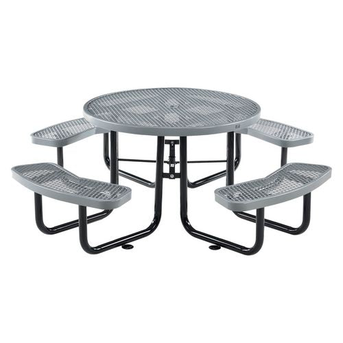 Global Industrial Expanded Steel Picnic Table Round 46" Diax29.5"h Gray Top Gray Base/legs