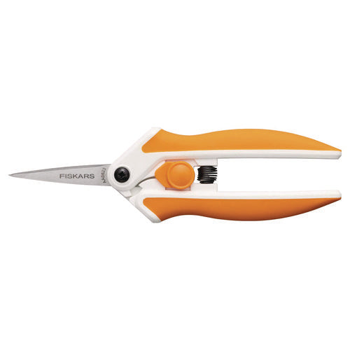 Fiskars Micro-tip Easy Action Scissors 6.1" Long 1.75” Cut Length Orange/white Handle