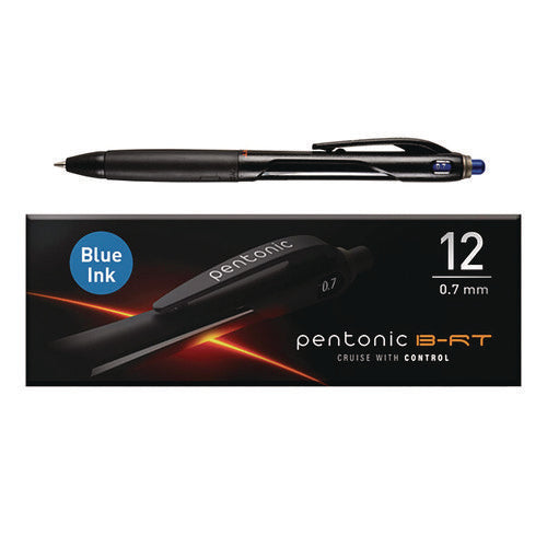 TOPS Pentonic Retractable Ballpoint Pen Fine 0.7 Mm Blue Ink Blue Barrel 12/pack