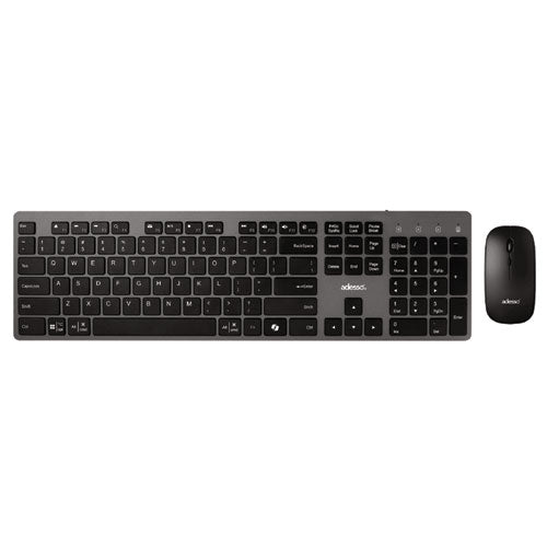 Adesso Wkb-7300 Wireless Keyboard And Mouse 2.4 Ghz Frequency/30 Ft Wireless Range Gray/black