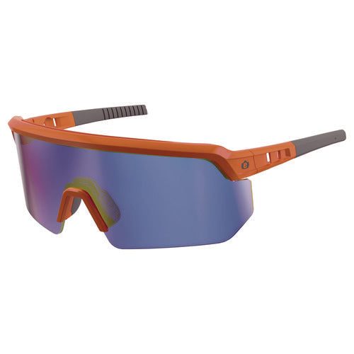 Ergodyne Skullerz Aegir-afaspm Anti-scratch And Enhanced Anti-fog Safety Glasses Orange Frame Blue Mirror Polycarb Lens