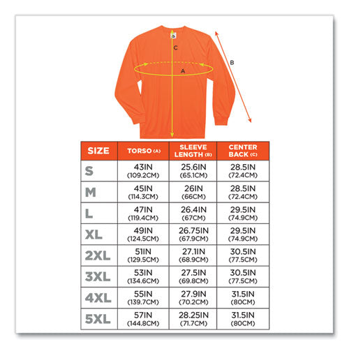 Ergodyne Glowear 8091 Non-certified Hi-vis Long Sleeve Shirt 5x-large Orange