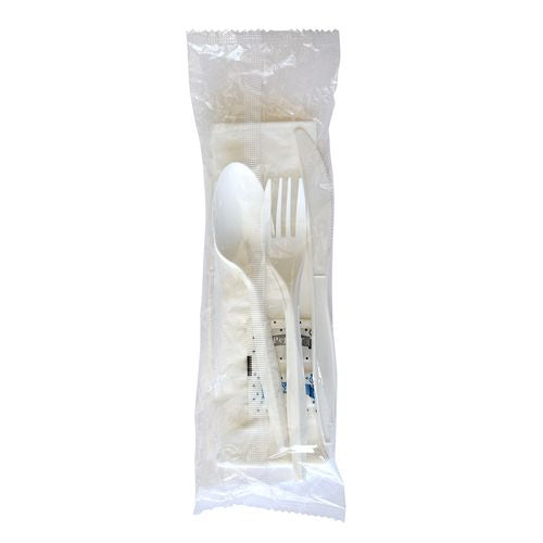 Boardwalk Six-piece Cutlery Kit Fork/knife/teaspoon/napkin/pepper/salt White 1000/Case