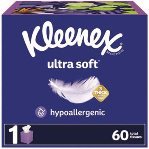 Kleenex Ultra Soft Facial Tissue 3-ply White 60 Sheets/box 18 Boxes/Case