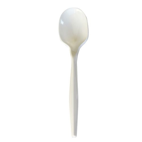 Boardwalk Mediumweight Polypropylene Cutlery Soup Spoon White 1000/Case