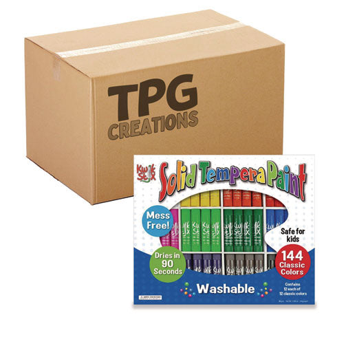 TPG Creations Kwik Stix Tempera Paint Set 12 Assorted Classic Colors 144/pack 2 Packs/Case