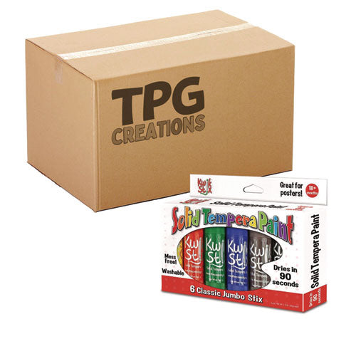 TPG Creations Kwik Stick Tempera Paint 6 Assorted Classic Colors 6/pack 12 Packs/Case