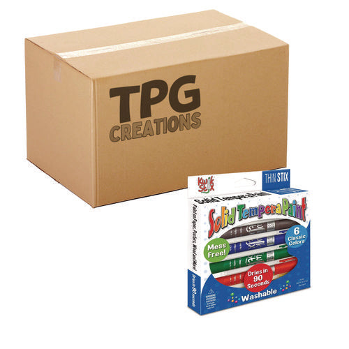 TPG Creations Thin Stix Tempera Paint Set 6 Assorted Classic Colors 6/set 24 Sets/Case