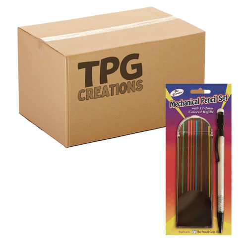 TPG Creations Mechanical Color Pencil Set 2 Mm 12 Assorted Lead Refills Gray Barrel 72/Case