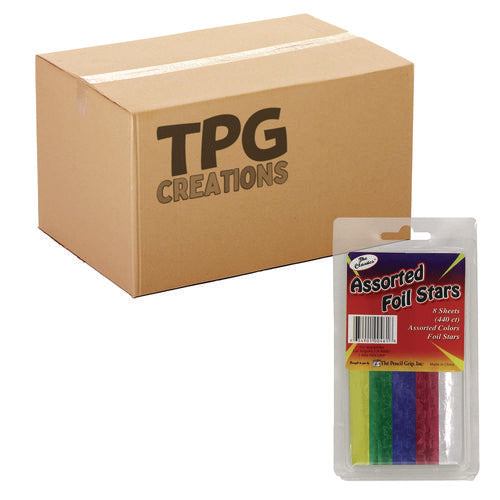 TPG Creations Foil Star Stickers Assorted Colors 55/sheet 8 Sheets/pack 72 Packs/Case