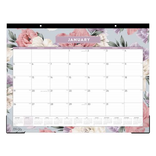 Blue Sky Tula Monthly Desk Pad Calendar Floral Artwork 22"x17" White/purple/pink Sheets Black Headband 12-month (jan-dec): 2025