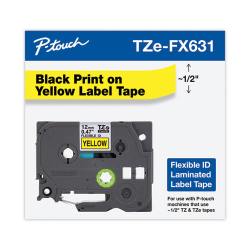 Brother P-Touch Tze Flexible Tape Cartridge For P-touch Labelers 0.47"x26.2 Ft Black On Yellow