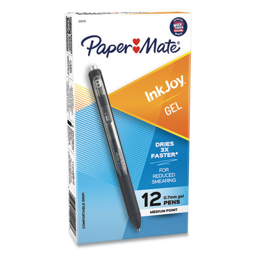 Paper Mate Inkjoy Gel Pen Retractable Medium 0.7 Mm Black Ink Black Barrel Dozen