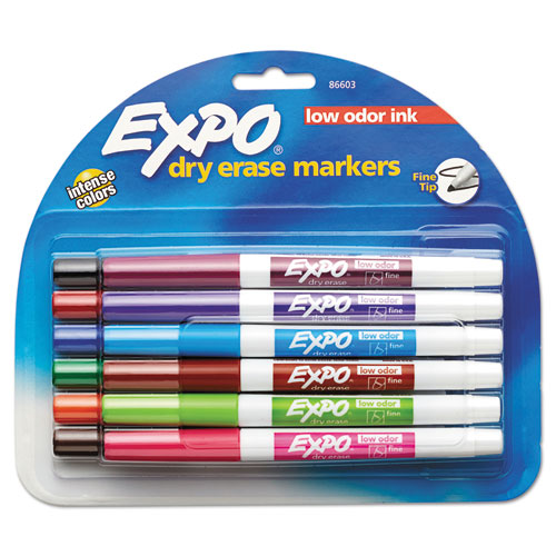 EXPO Low-odor Dry-erase Marker Fine Bullet Tip Assorted Colors 12/set