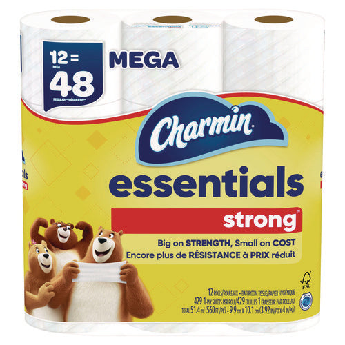 Charmin Essentials Strong Bathroom Tissue Septic Safe 1-ply White 429/roll 12 Rolls/pack