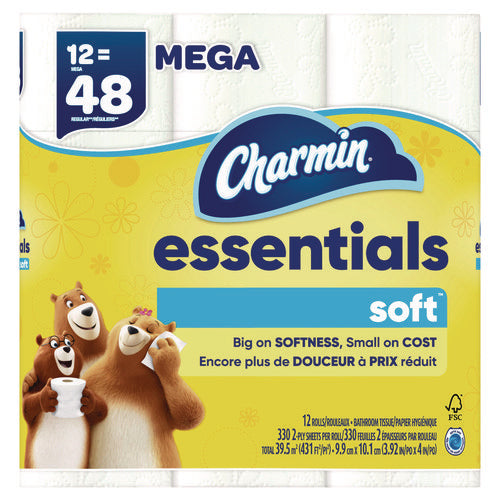 Charmin Essentials Soft Bathroom Tissue Septic Safe 2-ply White 330 Sheets/roll 12 Rolls/Case