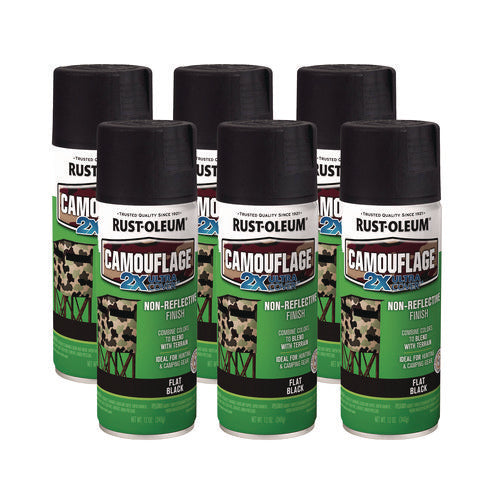 Rust-Oleum Camouflage Spray Paint Flat Black 12 Oz Aerosol Can 6/Case