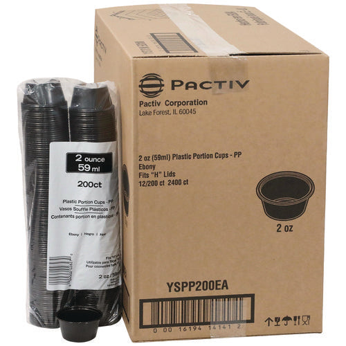 Pactiv Evergreen Plastic Portion Cup 2 Oz. Black 2400/Case