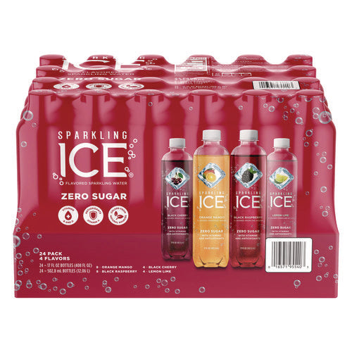 Sparkling ICE Fruit Frenzy Variety Pack Assorted Flavors 17 Oz Bottle 24/Case