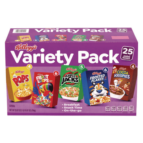 Kellogg's Cereal Assortment Pack Assorted Flavors Single Serve Box 25/Case