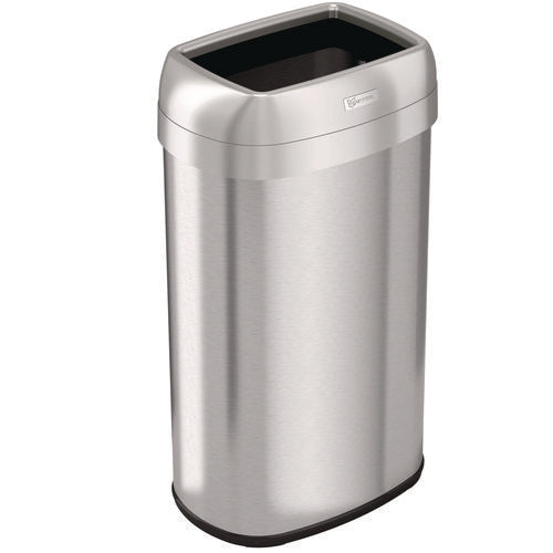 HLS Commercial Open Top Trash Can Oval 16 Gal Plastic/stainless Steel Silver