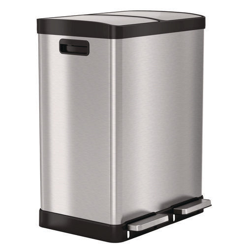 HLS Commercial Fire-resistant Step Pedal Trash Can And Recycle Bin 16 Gal Plastic/stainless Steel Silver