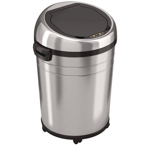 HLS Commercial Extra-large Sensor Trash Can With Wheels 18 Gal Plastic/stainless Steel