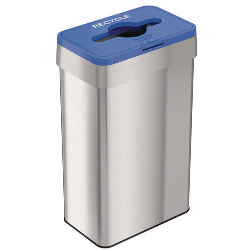 HLS Commercial Open Top Recycle Bin With Color-coded Lid 21 Gal Plastic/stainless Steel Silver/blue