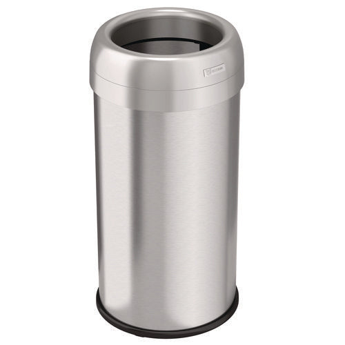 HLS Commercial Open Top Trash Can Round 16 Gal Plastic/stainless Steel Silver