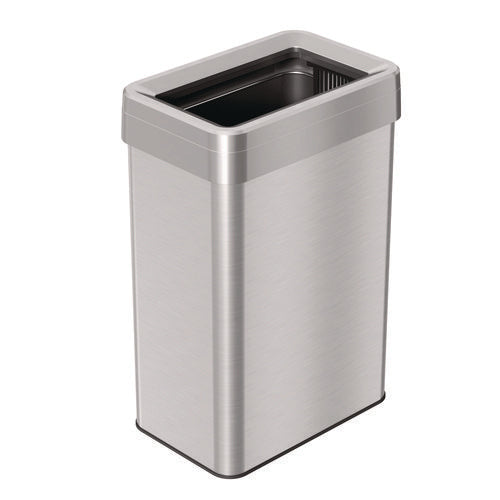 HLS Commercial Open Top Trash Can Rectangular 16 Gal Plastic/stainless Steel Silver